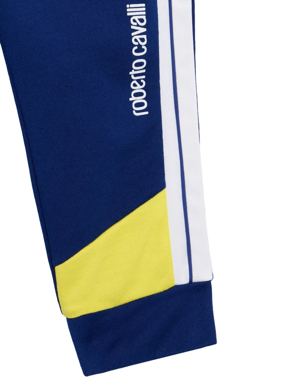 Roberto Cavalli Junior Trainingsbroek met vlakken en logo-print Blauw