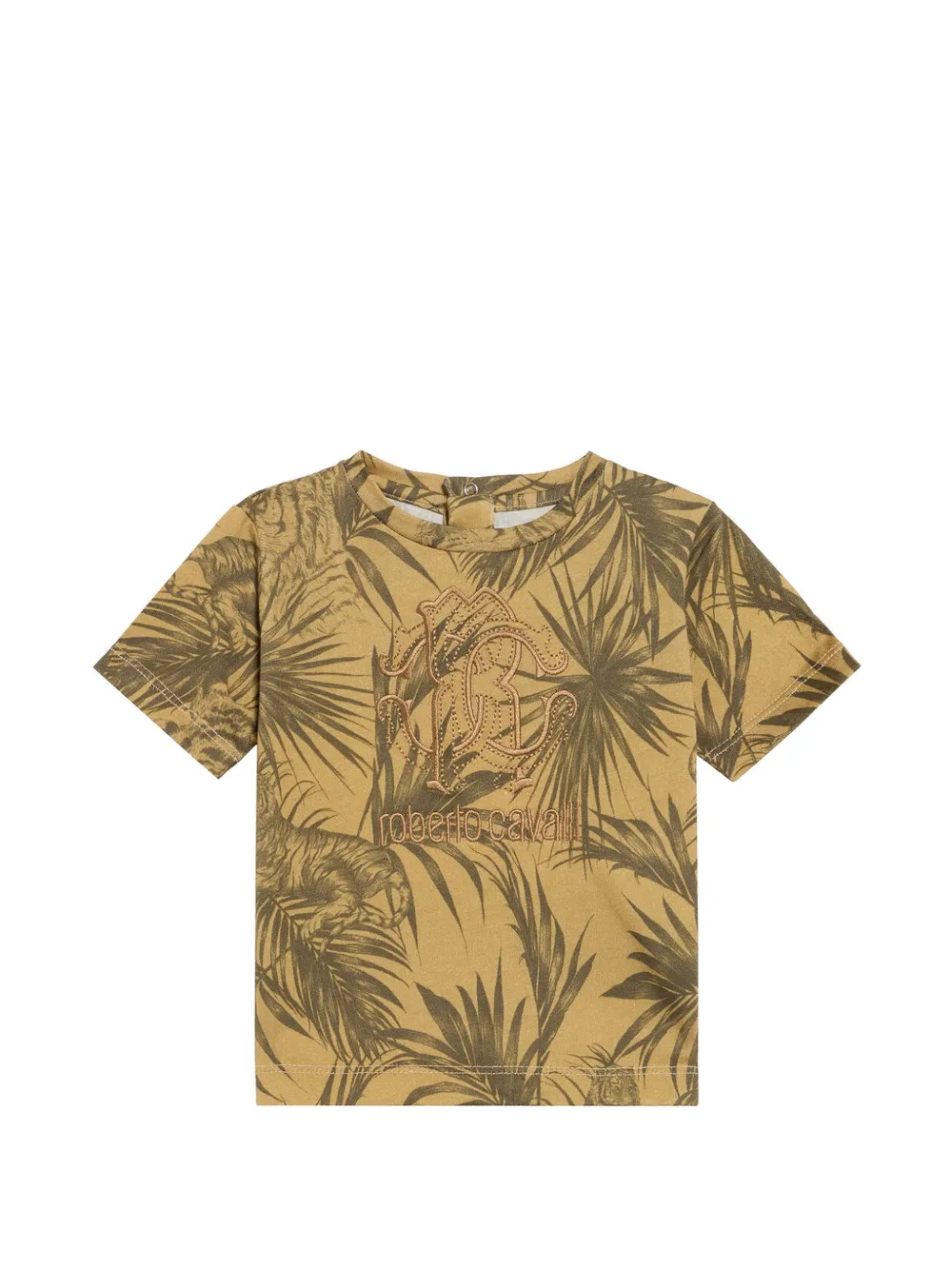 Roberto Cavalli Junior tiger-print logo-embroidered T-shirt - Toni neutri
