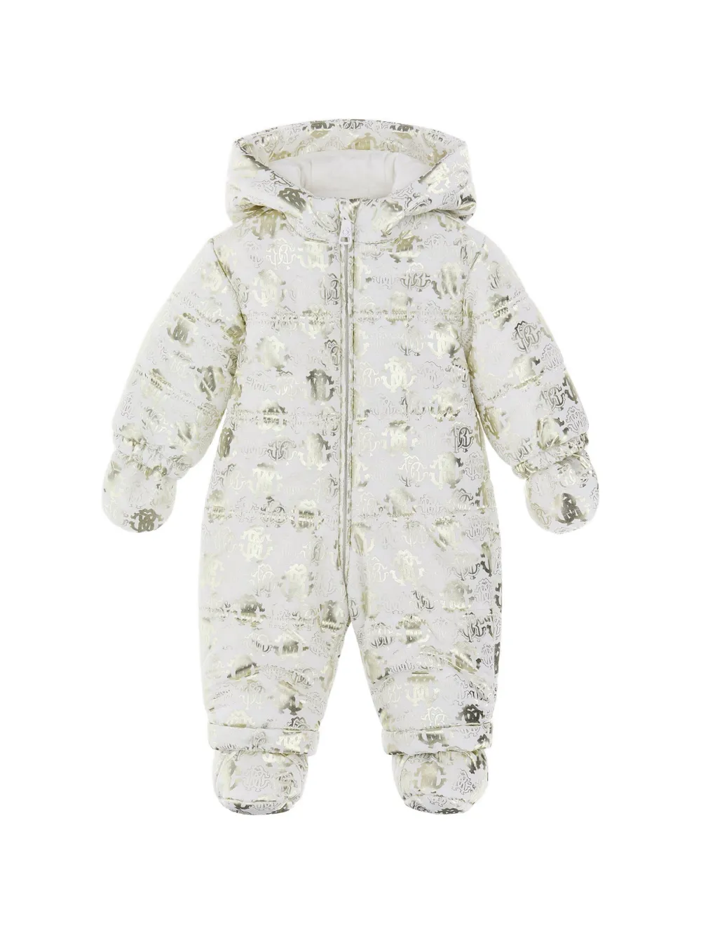 Roberto Cavalli Junior combinaison de ski matelassée à monogramme RC imprimé - Blanc