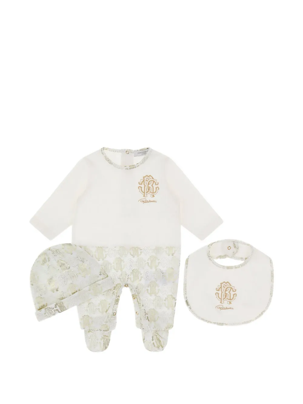 Roberto Cavalli Junior RC Monogram logo-embroidered babygrow set - Weiß