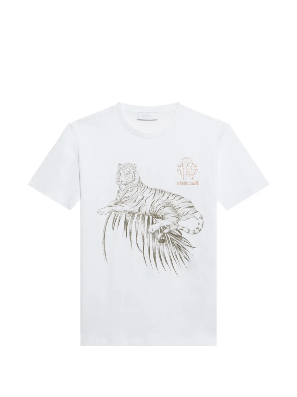 Roberto Cavalli Junior tiger-print logo-print T-shirt - Weiß