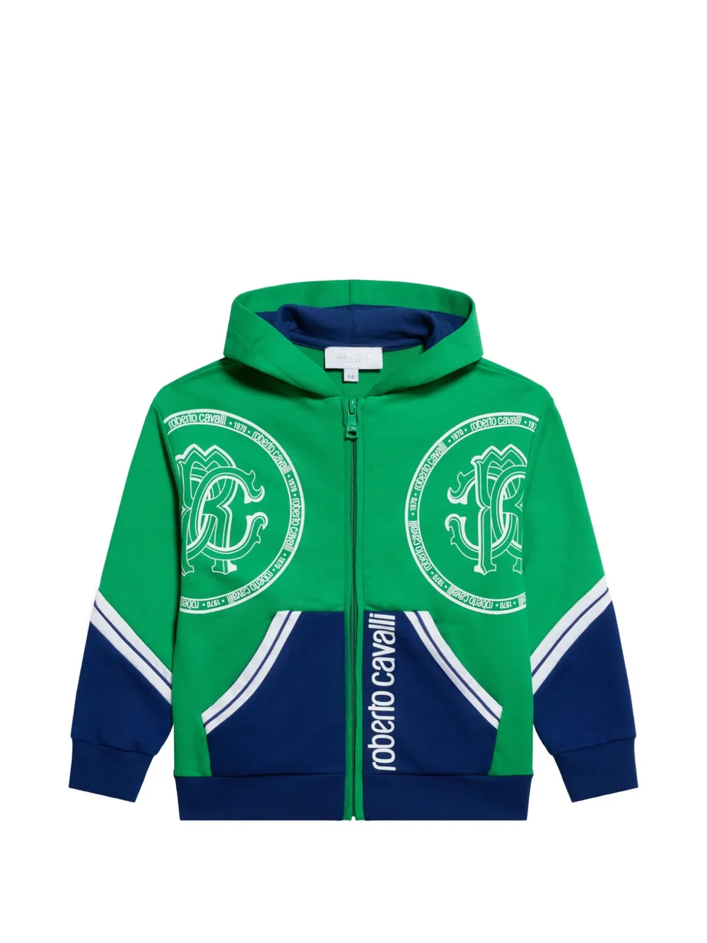 Roberto Cavalli Junior RC logo-print zip-up hoodie - Blu