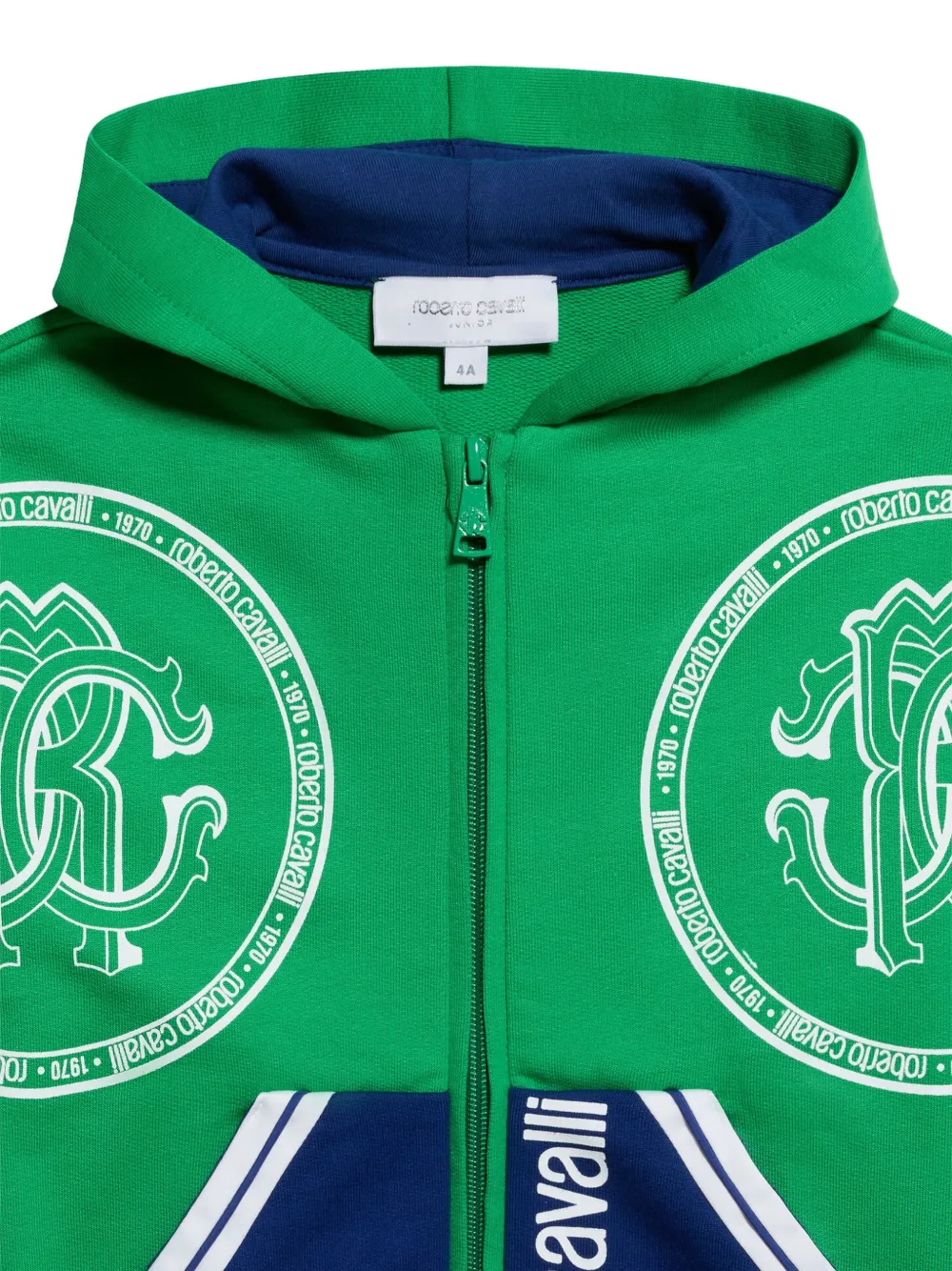 Roberto Cavalli Junior RC hoodie met logo-print en rits Blauw
