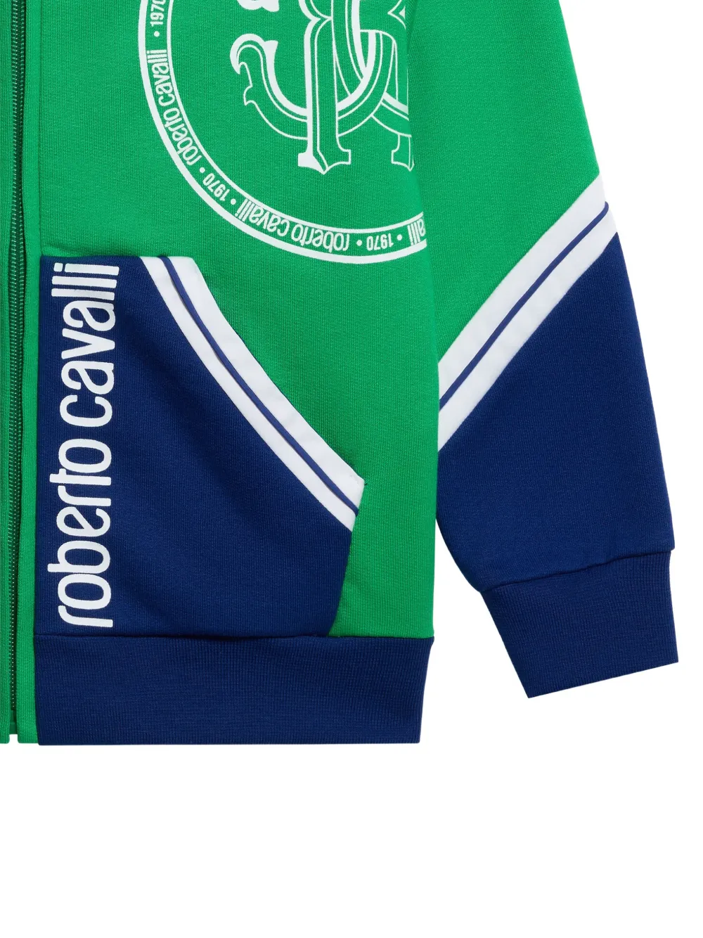 Roberto Cavalli Junior RC hoodie met logo-print en rits Blauw