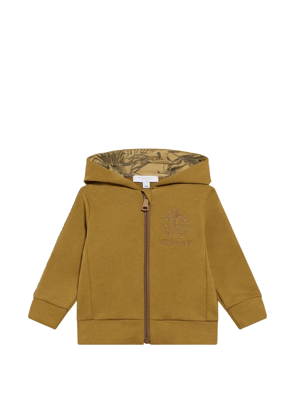 Roberto Cavalli Junior logo-embroidered zip-up hoodie - Marrone