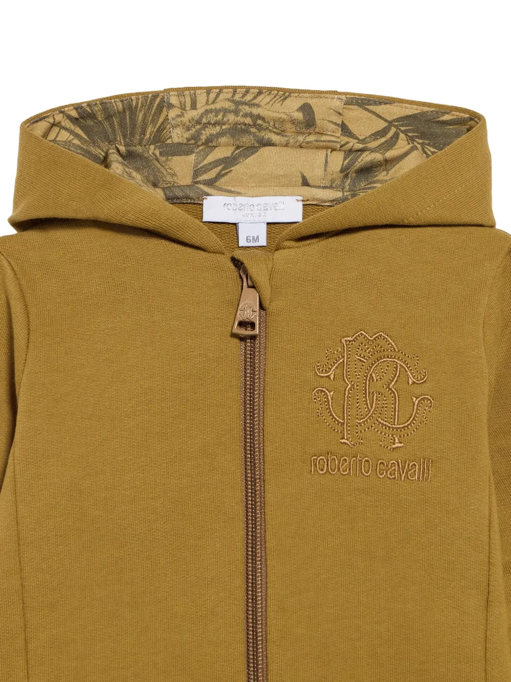 Roberto Cavalli Junior Hoodie met geborduurd logo en rits Bruin