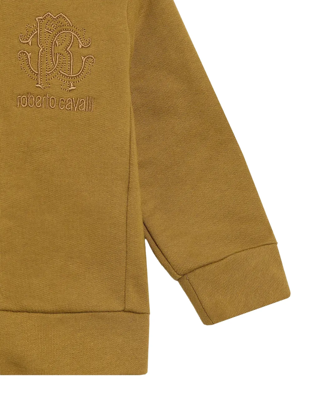 Roberto Cavalli Junior Hoodie met geborduurd logo en rits Bruin