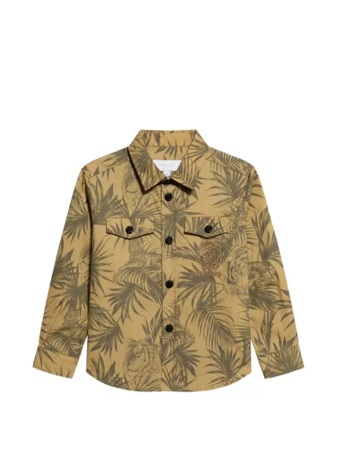 Roberto Cavalli Junior camisa con logo bordado y tigre estampado
