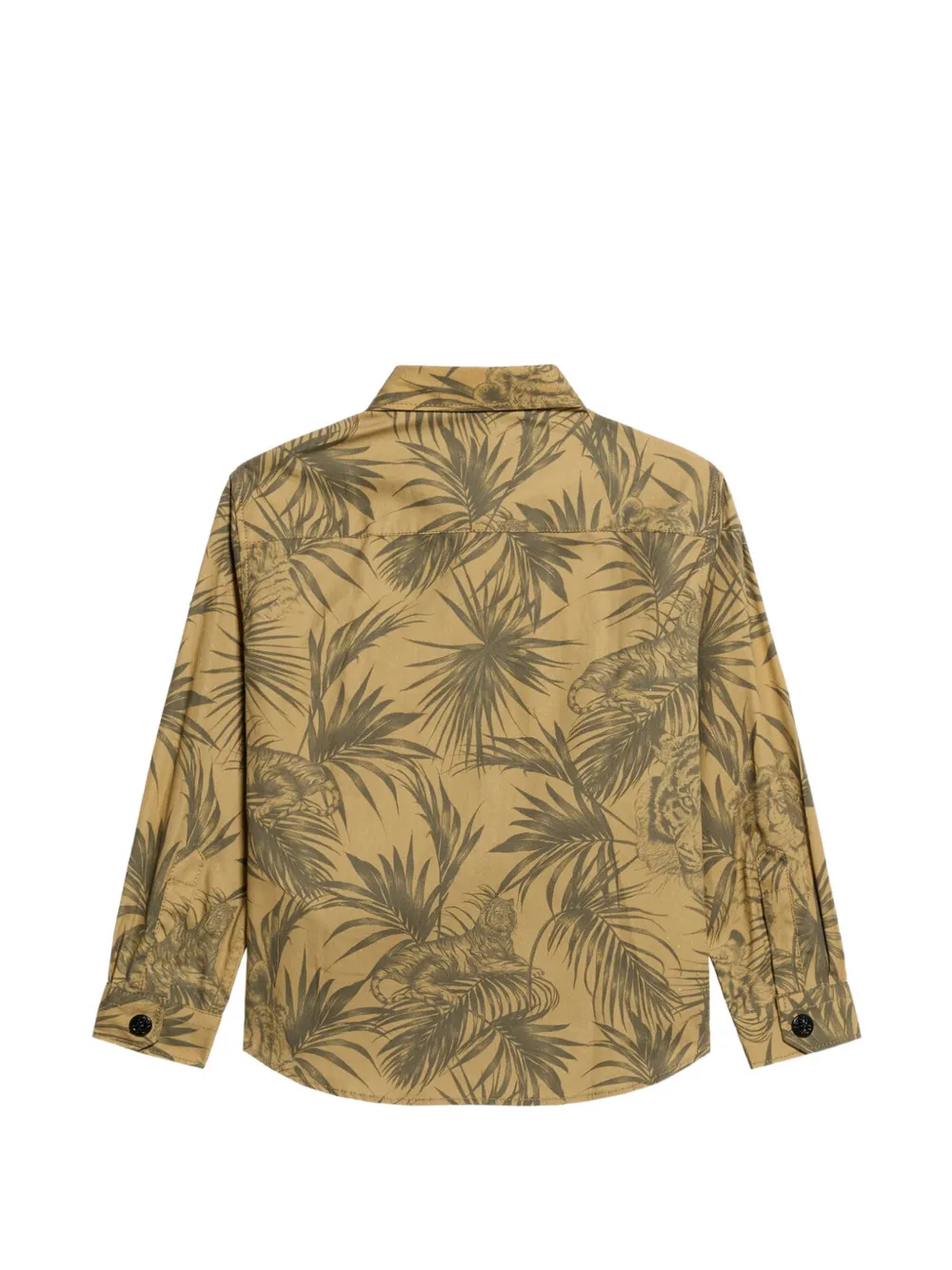 Roberto Cavalli Junior Shirt met geborduurd logo en tijger-print Beige