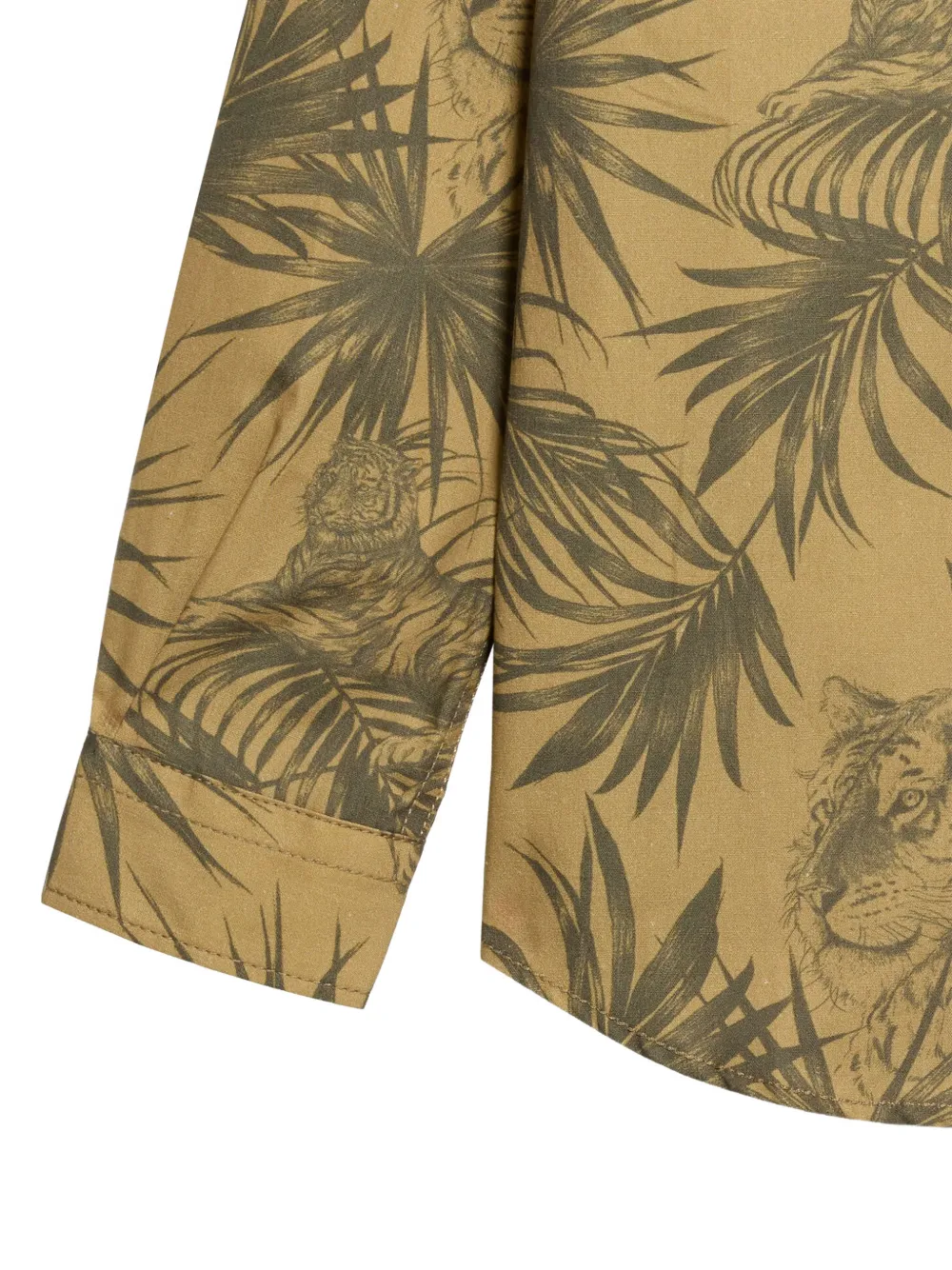 Roberto Cavalli Junior Shirt met geborduurd logo en tijger-print Beige