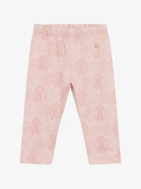 Roberto Cavalli Junior monogram-print logo-plaque trousers