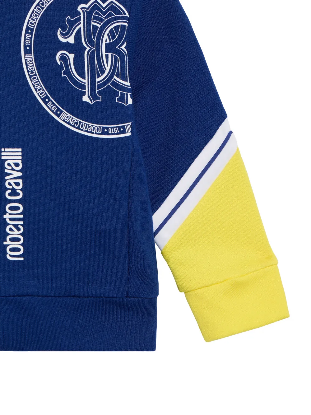 Roberto Cavalli Junior Hoodie met rits en monogramprint Blauw