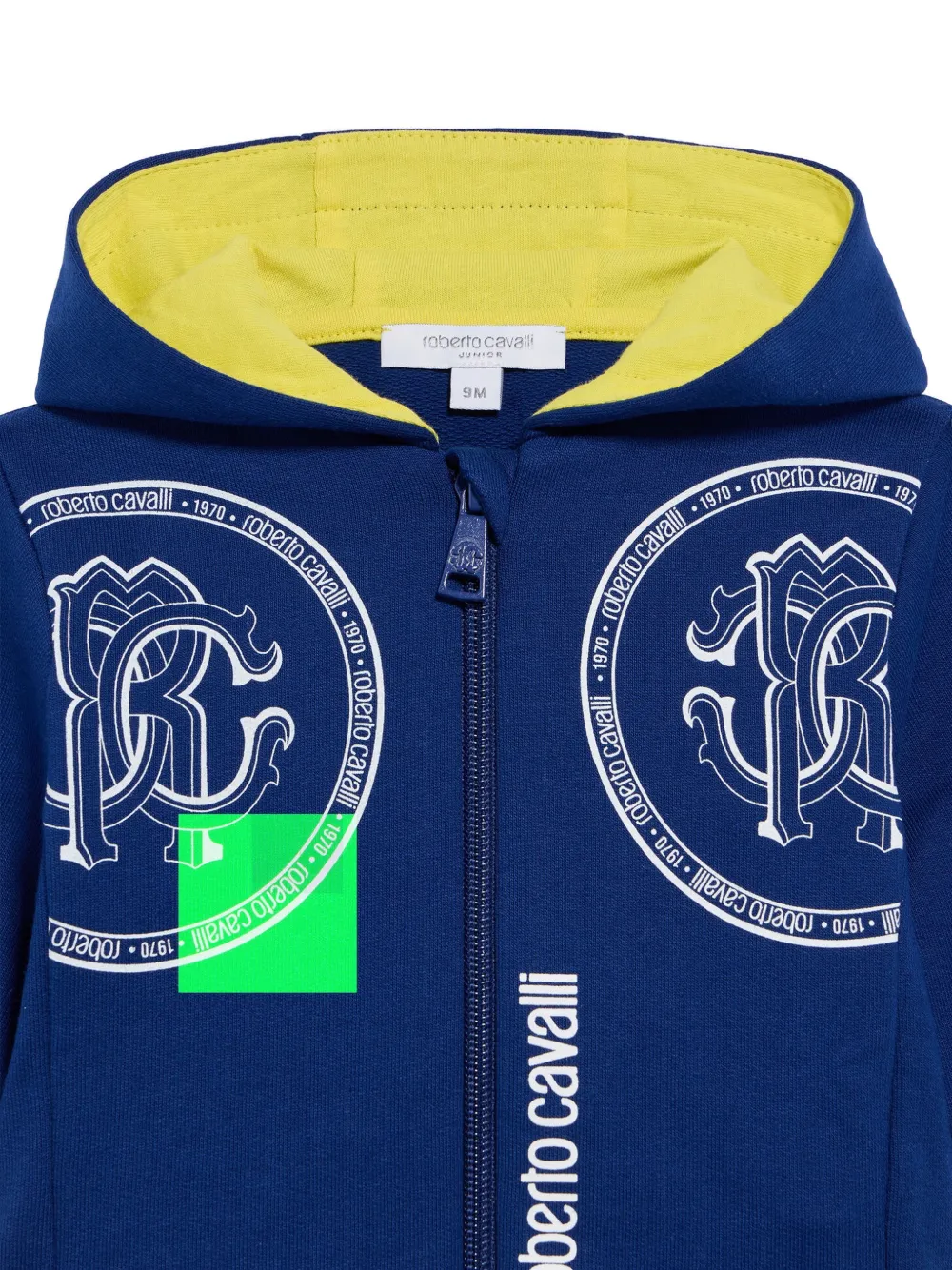 Roberto Cavalli Junior Hoodie met rits en monogramprint Blauw