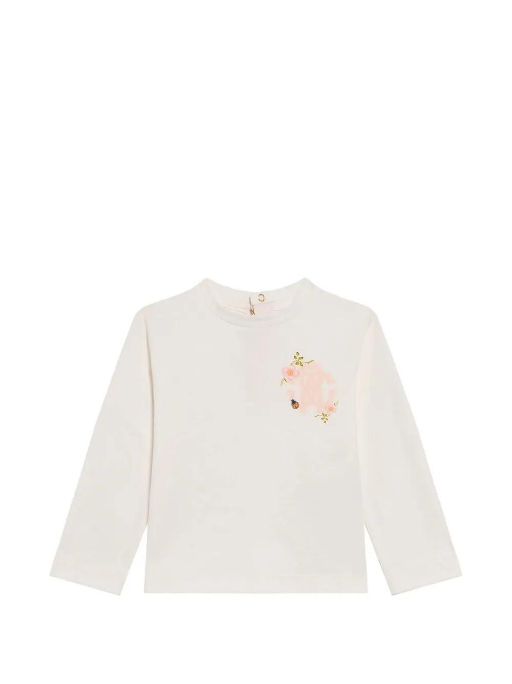 Roberto Cavalli Junior monogram floral-print long-sleeved T-shirt - Bianco