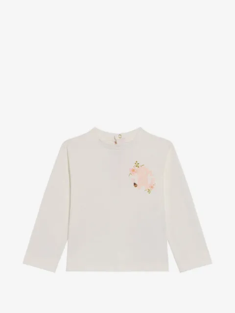 Roberto Cavalli Junior playera manga larga con estampado floral y monograma