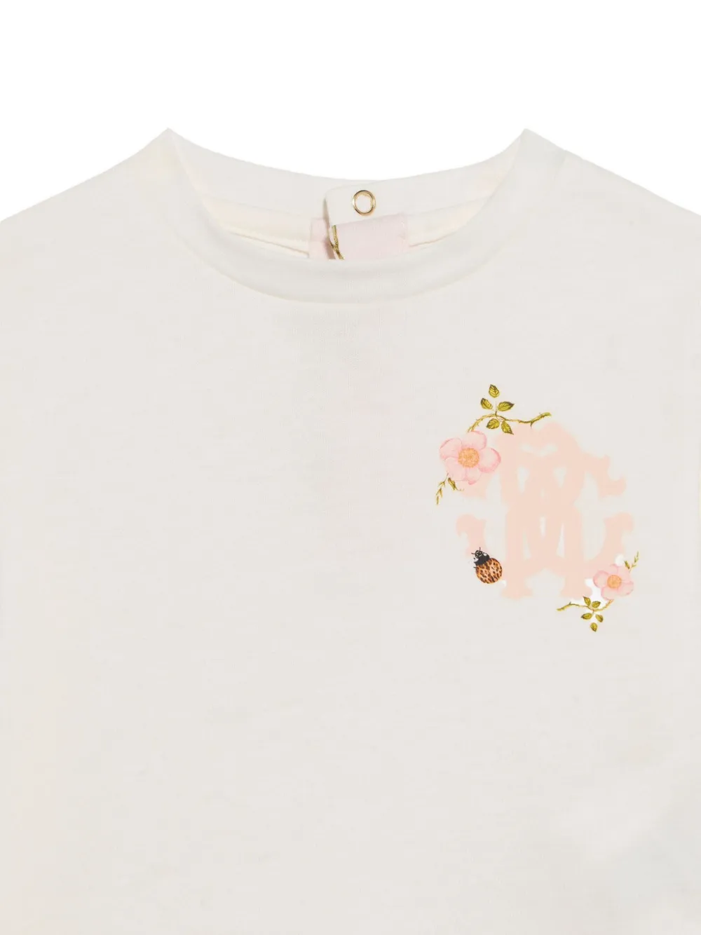Roberto Cavalli Junior T-shirt met lange mouwen bloemen-print en monogram Wit
