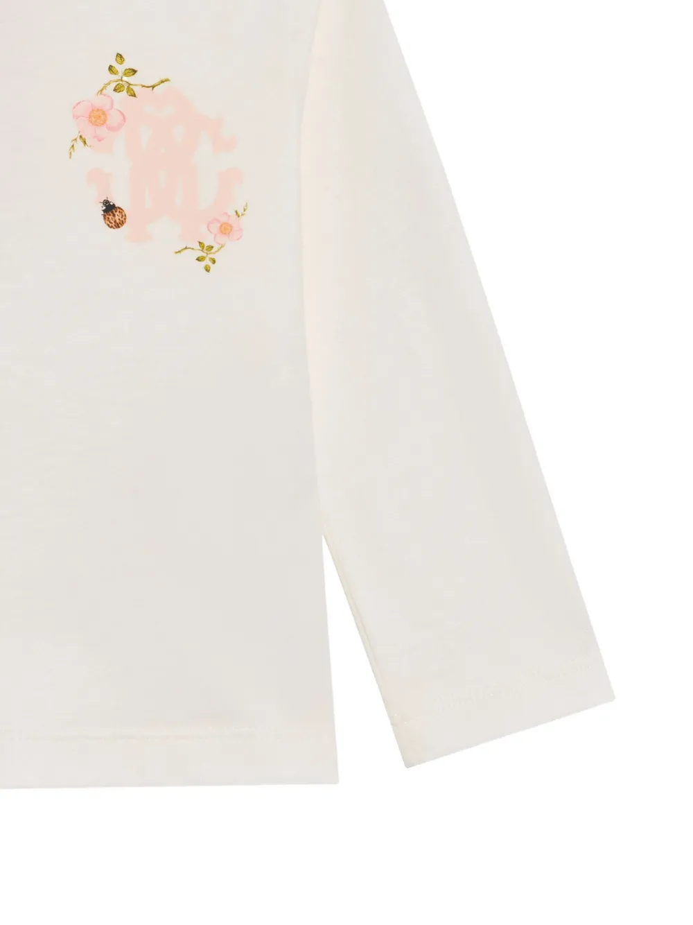 Roberto Cavalli Junior T-shirt met lange mouwen bloemen-print en monogram Wit
