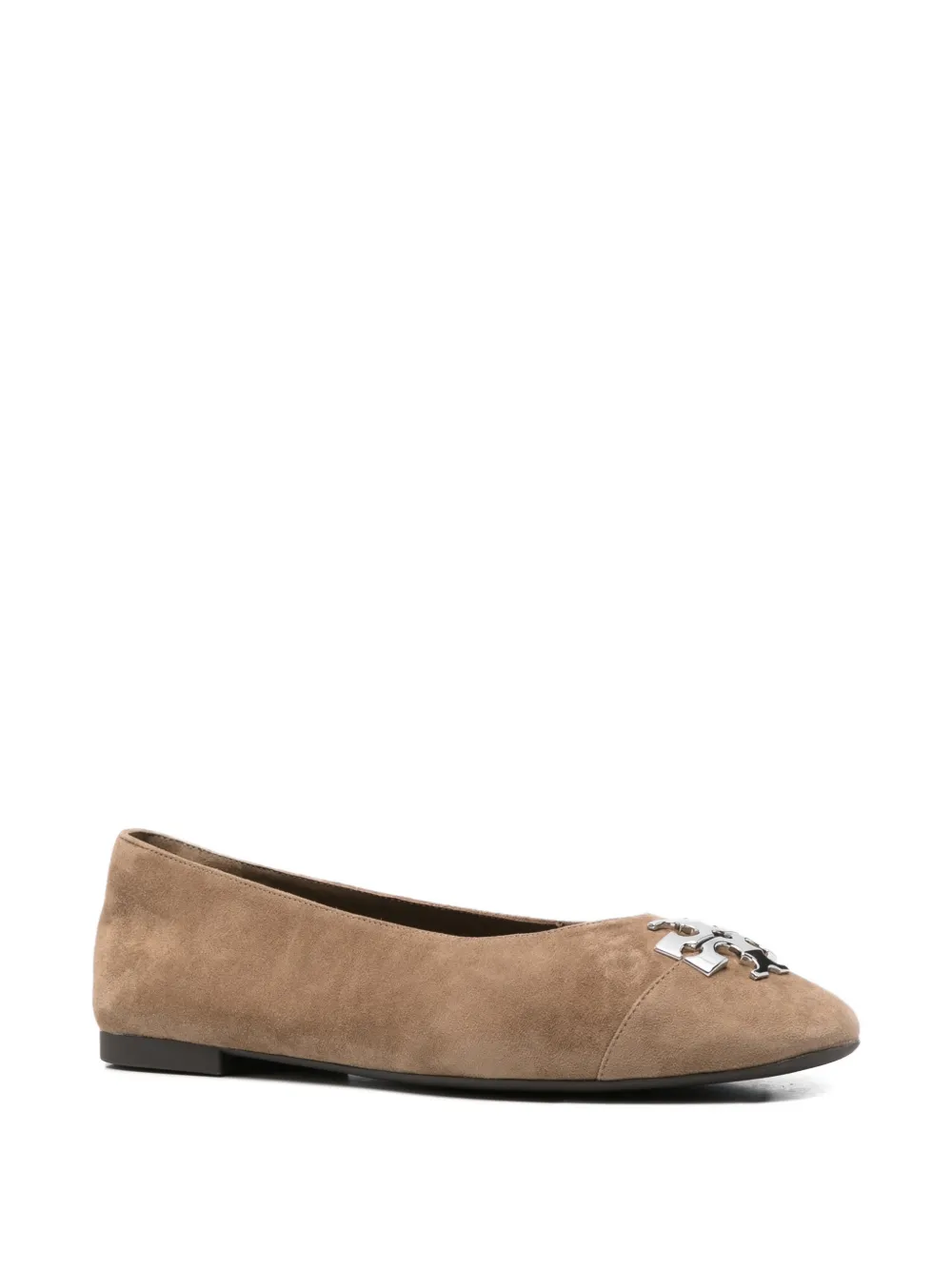 Tory Burch logo-plaque ballet flats Beige