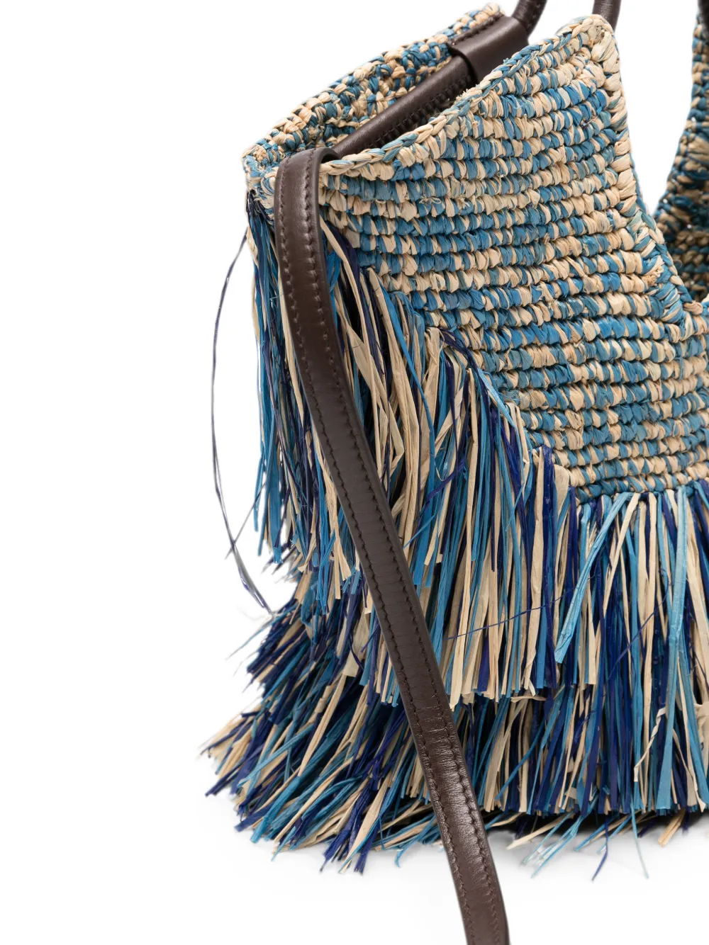 ZIMMERMANN Goldentime kleine shopper met franje Blauw