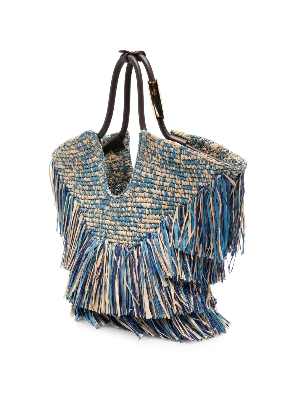 ZIMMERMANN Goldentime kleine shopper met franje Blauw