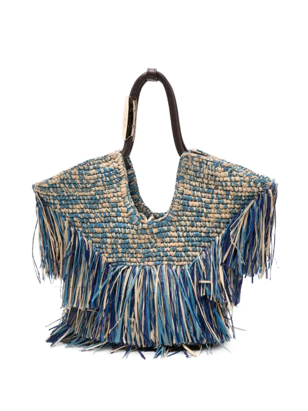 Zimmermann Goldentime Small Fringe Tote in Blue