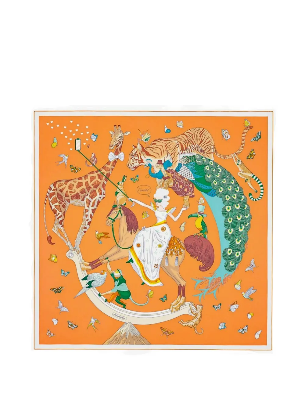 Hermès Pre-Owned 2020s Hermes Story silk scarf - Arancione