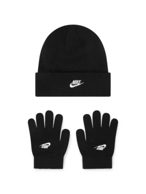 Nike Kids logo-embroidered beanie hat and gloves set