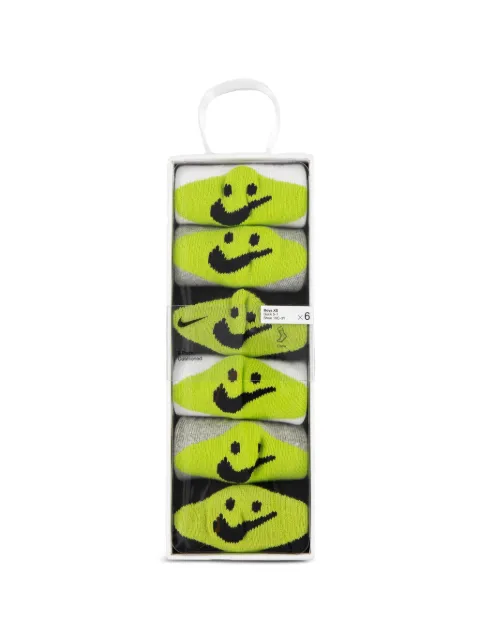 Nike Kids logo-embroidered smiley-face socks (set of six)