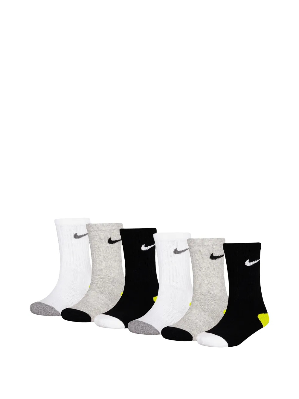 Nike Kids Zes paar sokken met geborduurd logo en smiley-face Grijs