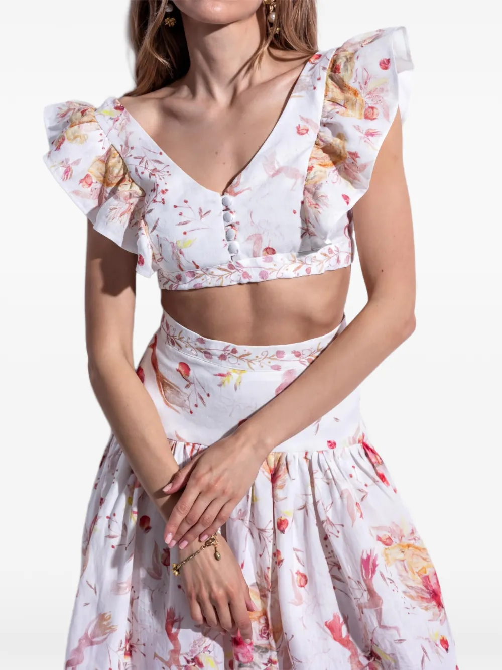 Folie Du Lin Mirea floral-print blouse - Bianco