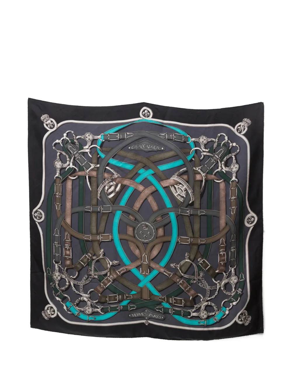 Hermès Pre-Owned 1981 Cavalcadour silk scarf - Nero