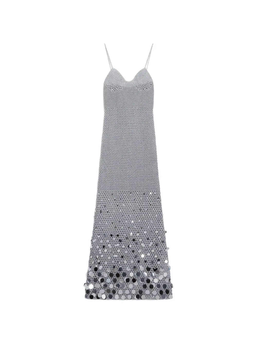 Casablanca Crochet Mirror maxi dress in Silver