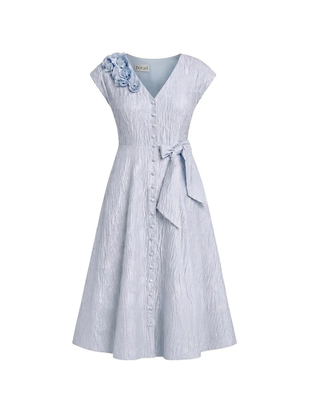 Baruni Johara floral-appliqué bow-detail midi dress - Blue