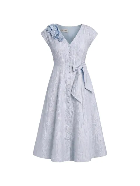 Baruni Johara floral-appliqué bow-detail midi dress