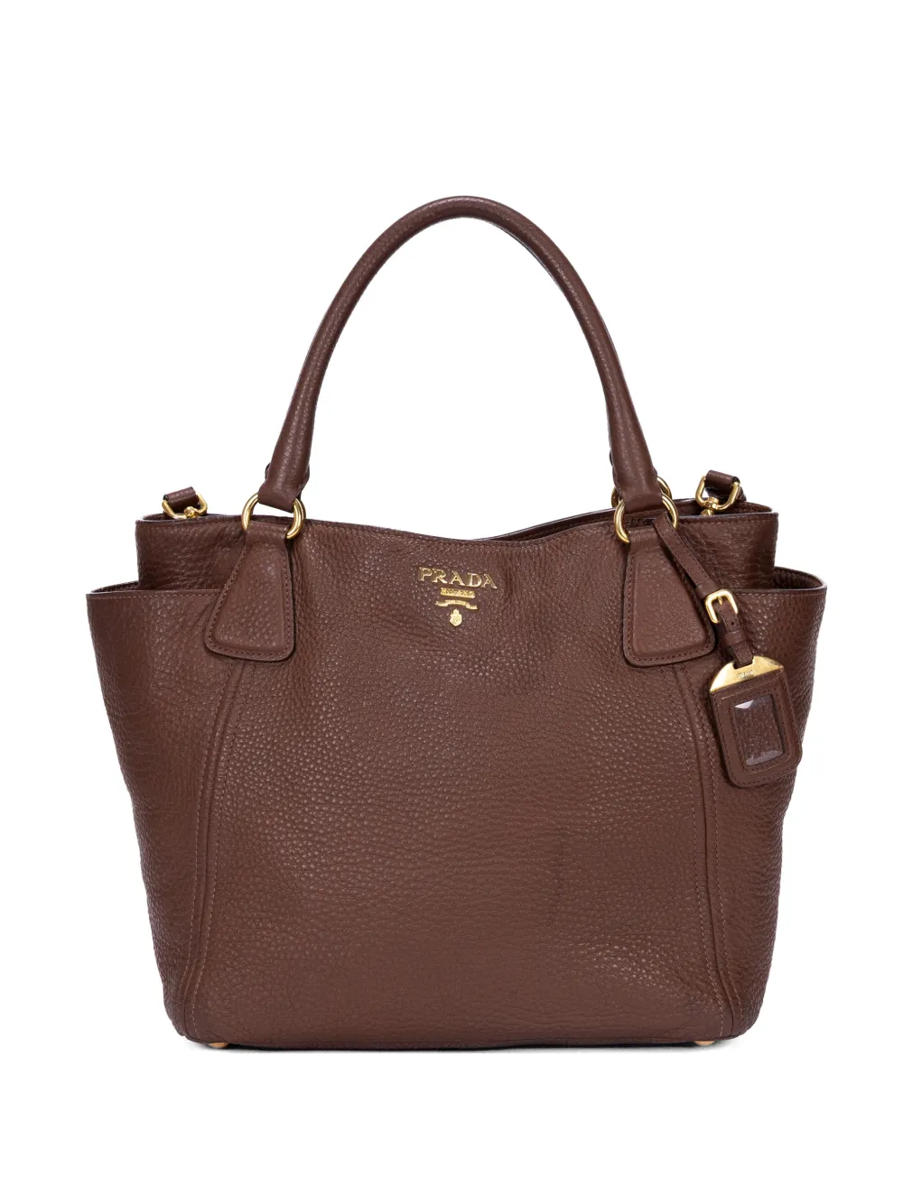 Prada Pre-Owned side-pocket leather tote bag - Marrone