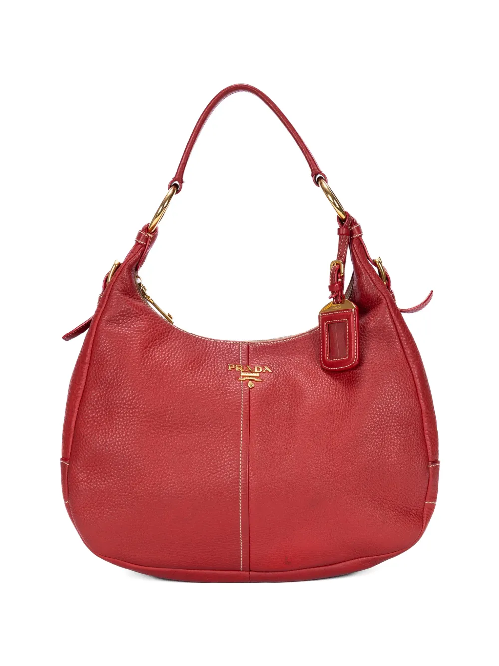 Prada Pre-Owned logo-plaque leather shoulder bag - Rosso