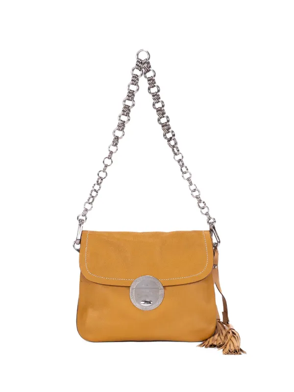 Prada Pre-owned Tassel Flap Shoulder Bag in Yellow