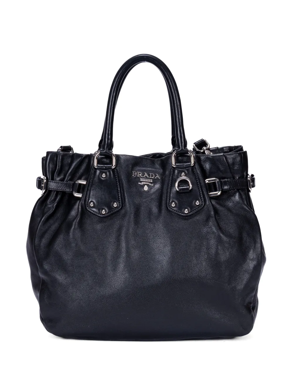 Prada Pre-Owned belt-detail leather tote bag - Nero
