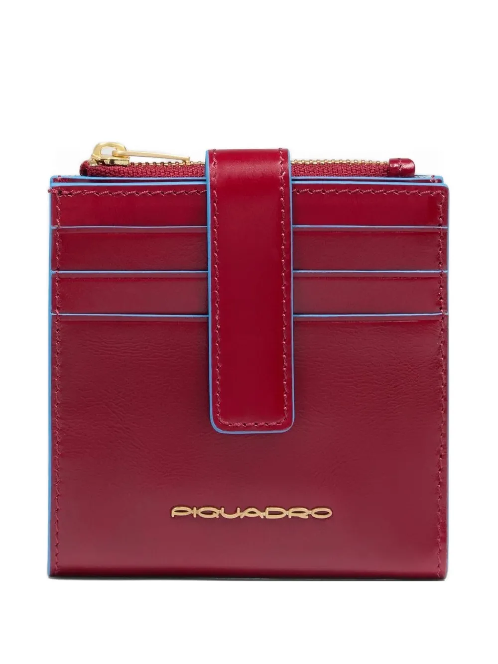 PIQUADRO zipped leather cardholder - Rosso