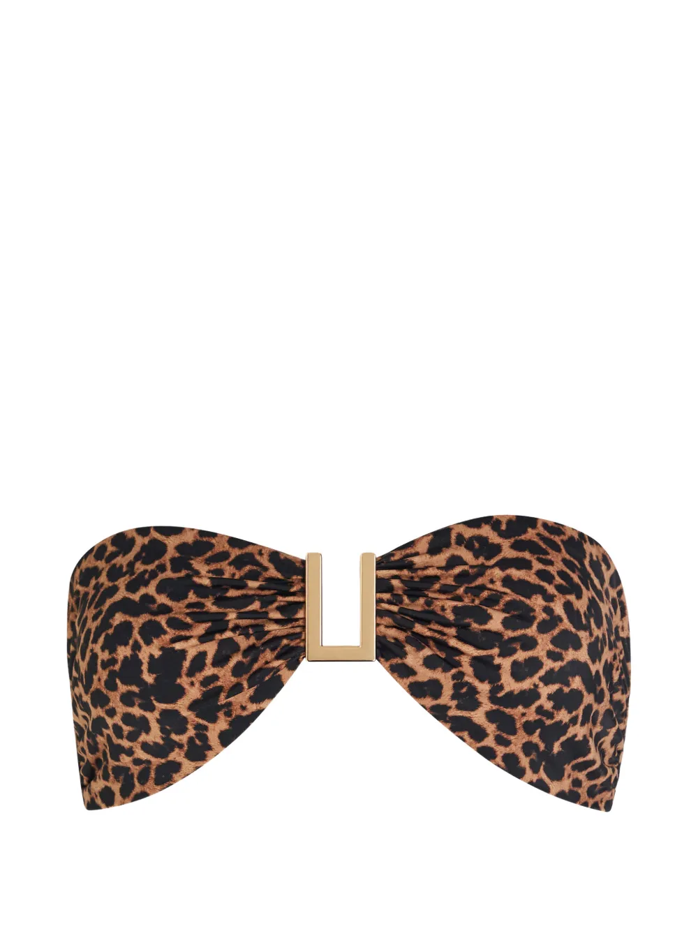 AWAY THAT DAY leopard-print ruched-detail bikini top - Nude