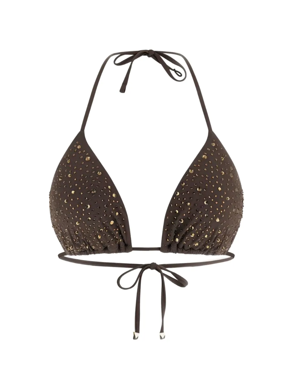 GUESS USA rhinestone-embellished triangle bikini top - Marrone