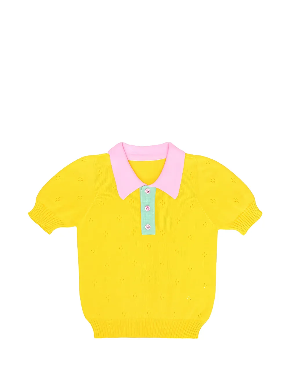 PAADE MODE pointelle-knit short-sleeve polo shirt - Giallo