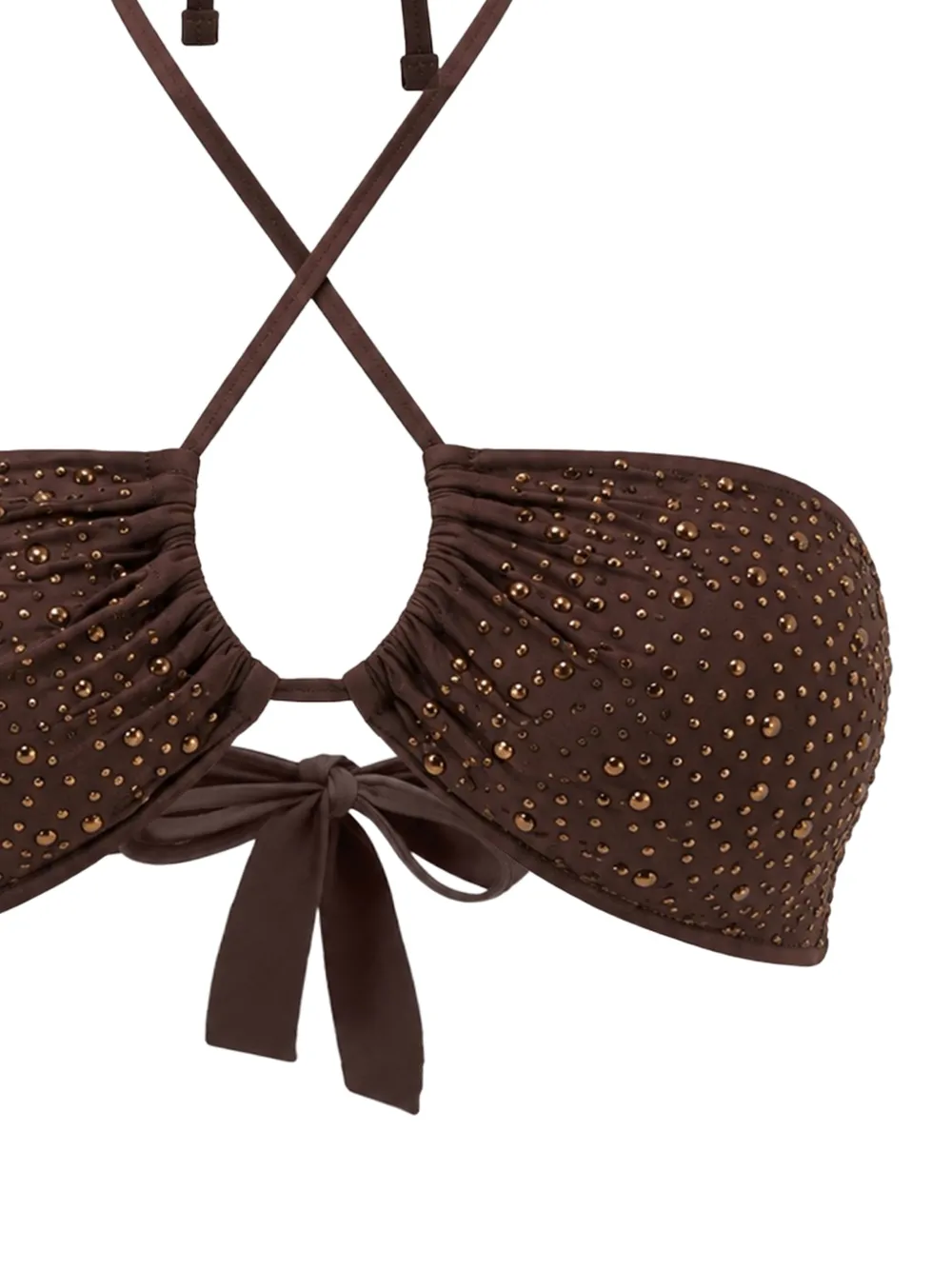 GUESS USA Gesmockte bikinitop verfraaid met kristallen Bruin