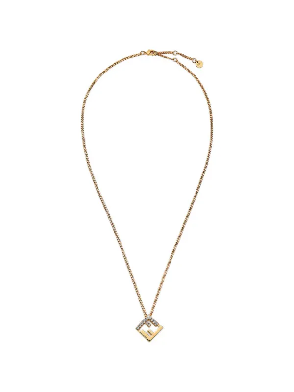 Fendi Forever Crystal-embellished FF Motif Necklace in Gold