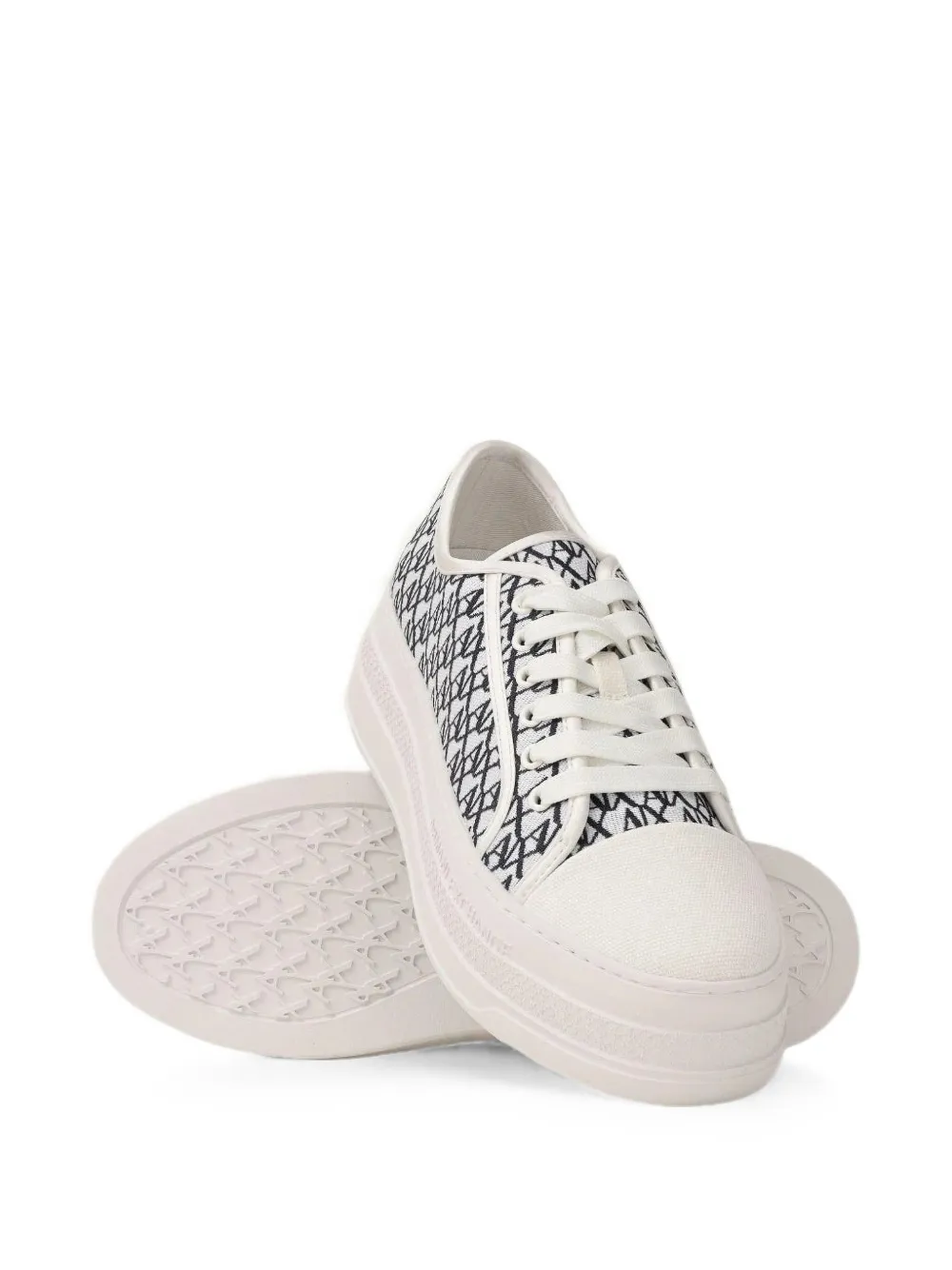 Armani Exchange AX monogram-print flatform sneakers Wit