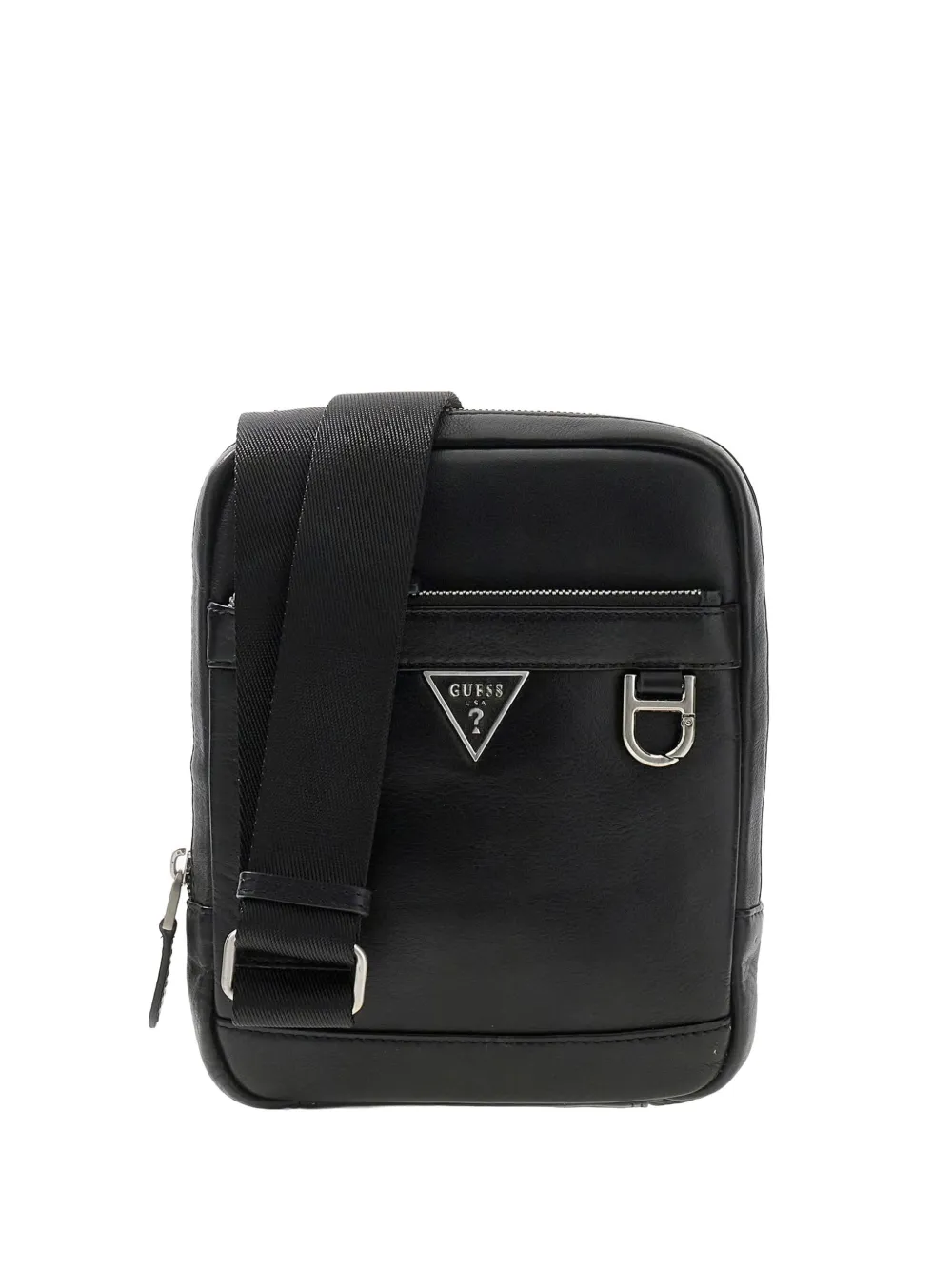 GUESS USA logo-plaque grained messenger bag - Nero