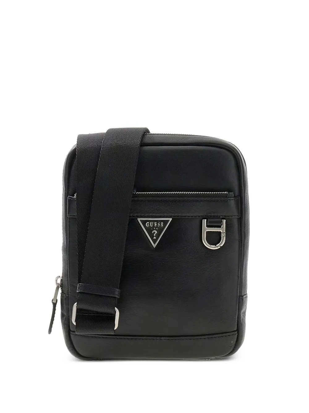 GUESS USA logo-plaque grained messenger bag - Nero