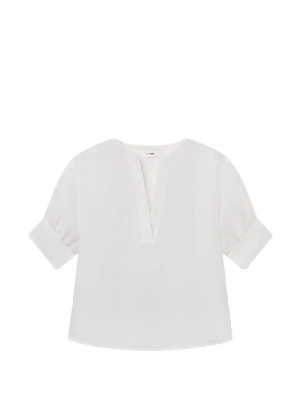 FRAME The linen V-neck top - Bianco