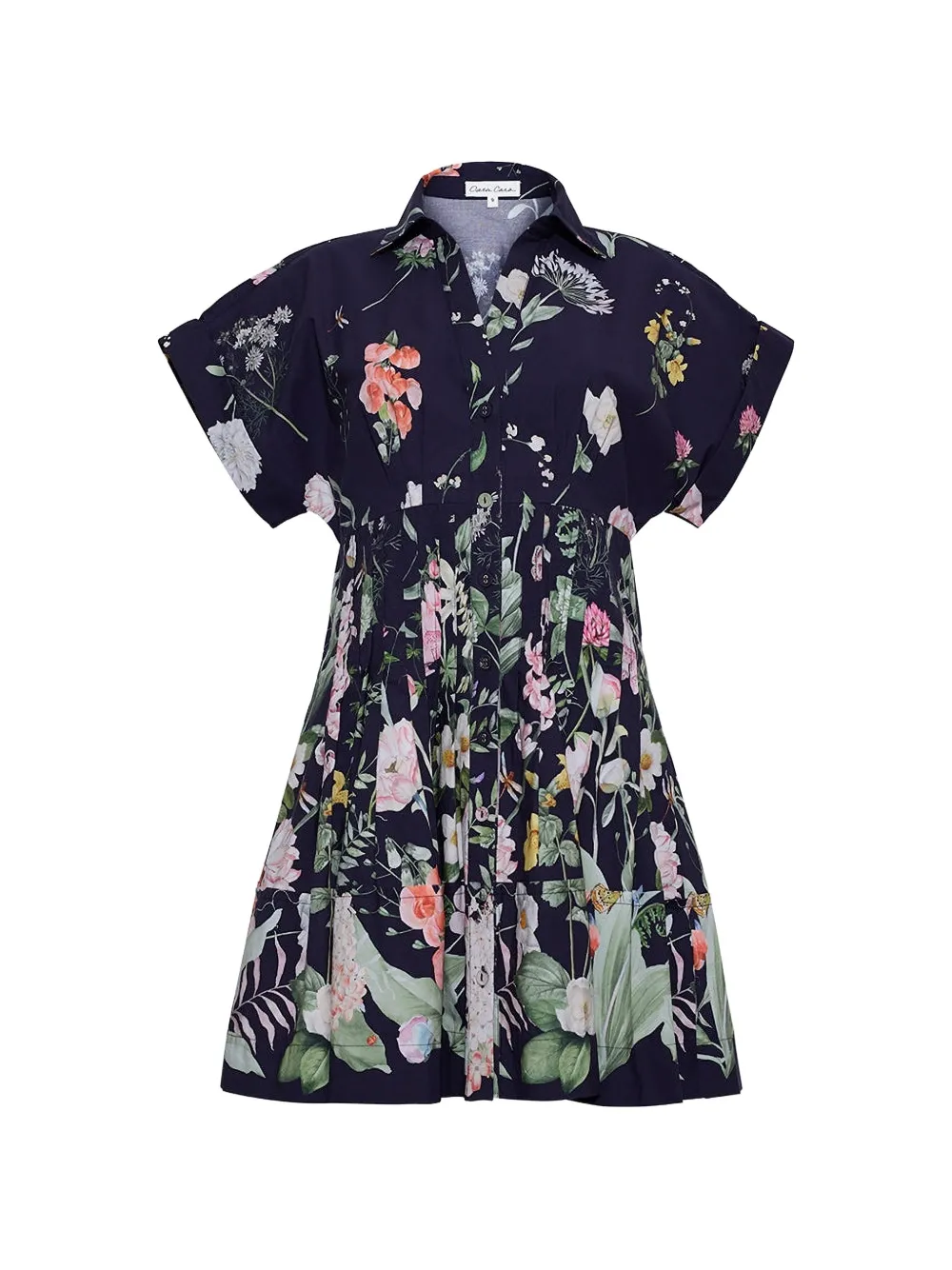 Cara Cara Nash Floral-print Pleated Dress In Blue