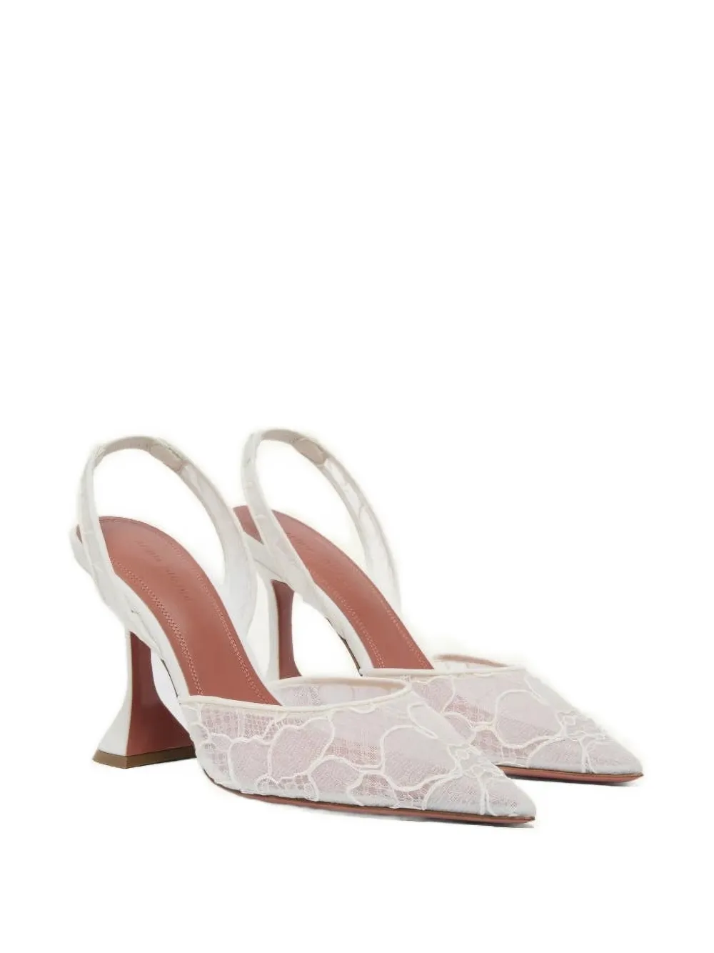 Amina Muaddi Holli floral-lace slingback pumps Wit